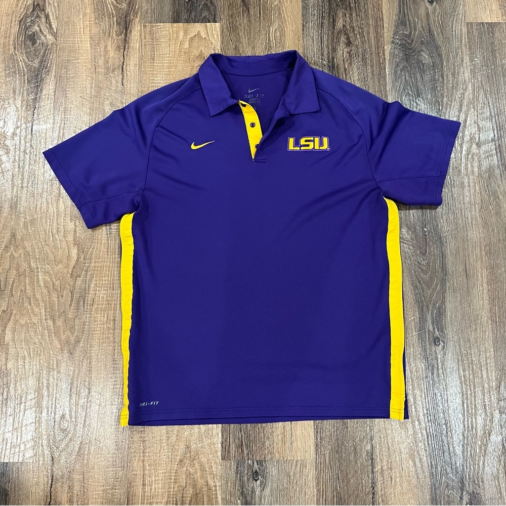 LSU TIGERS Nike Polo Shirt Men's Large Louisiana State University SEC FOOTBALL